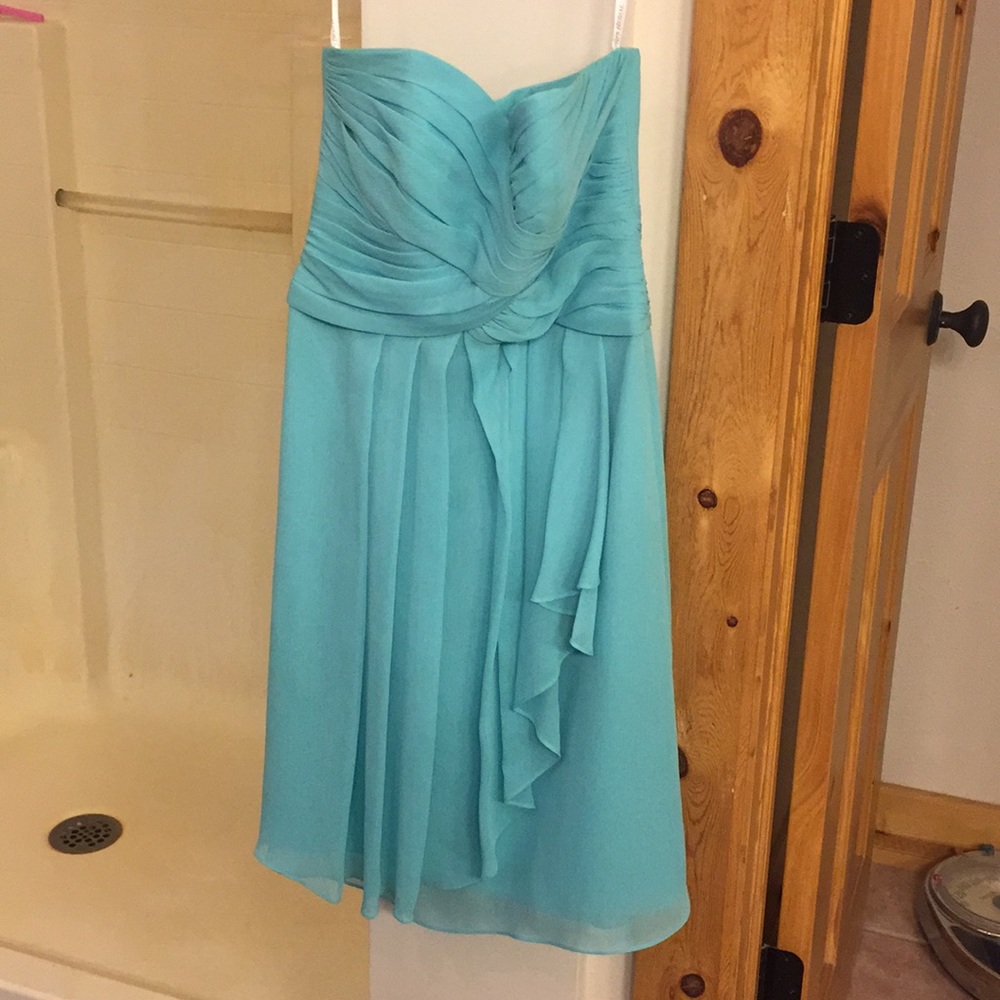 David’s Bridal strapless bridesmaid dress: